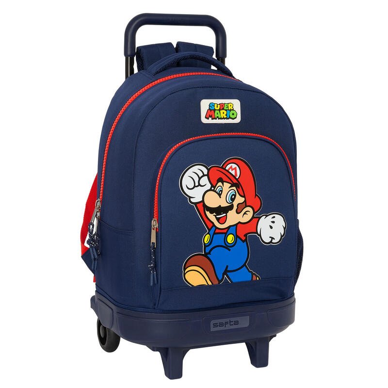 Mochila Escolar con Ruedas Super Mario World Azul marino