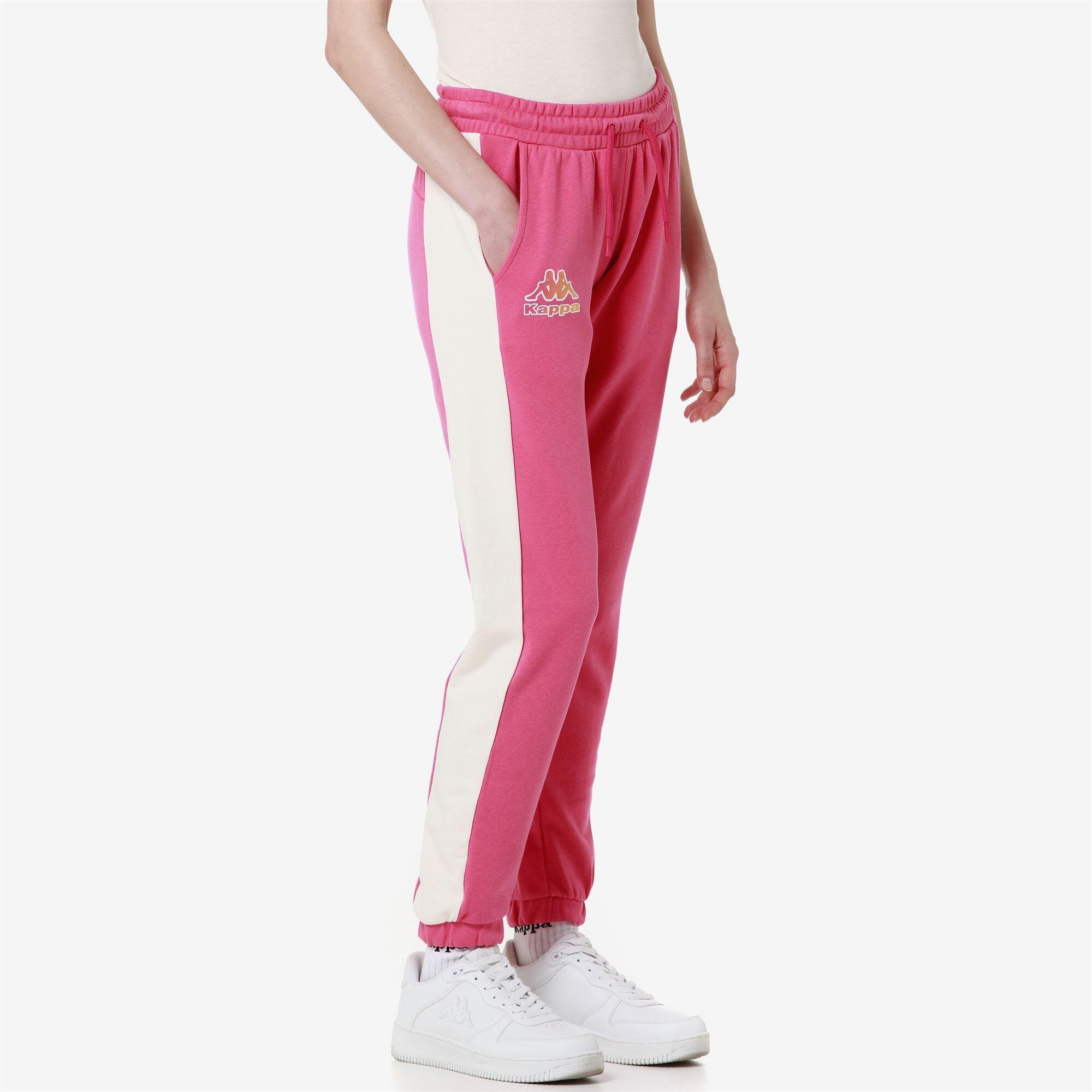 Pantaloni tuta da donna in cotone rosa da palestra 3/6
