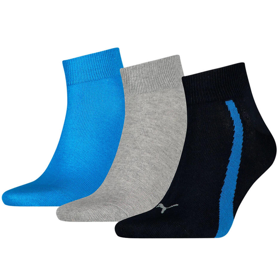 Puma Calcetines Unisex Lifestyle Quarter Pack De 3 Pares Negro/gris/azul 1/1