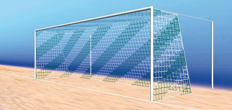 1 Paar Jugendtornetze für Profispiel – 4mm Maschenweite 120mm, Farbe: Blau/Gelb 3/4