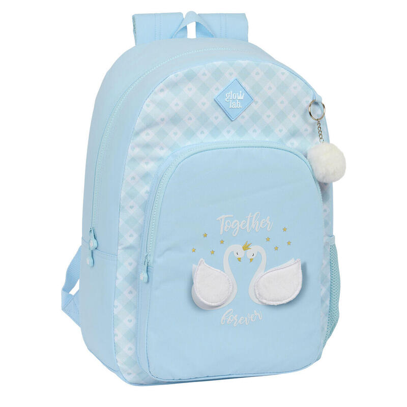 Mochila Escolar Glow Lab Cisnes Azul