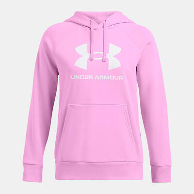 Hoodie lichtgrijs gemêleerd ua rival fleece groot logo under armour dames