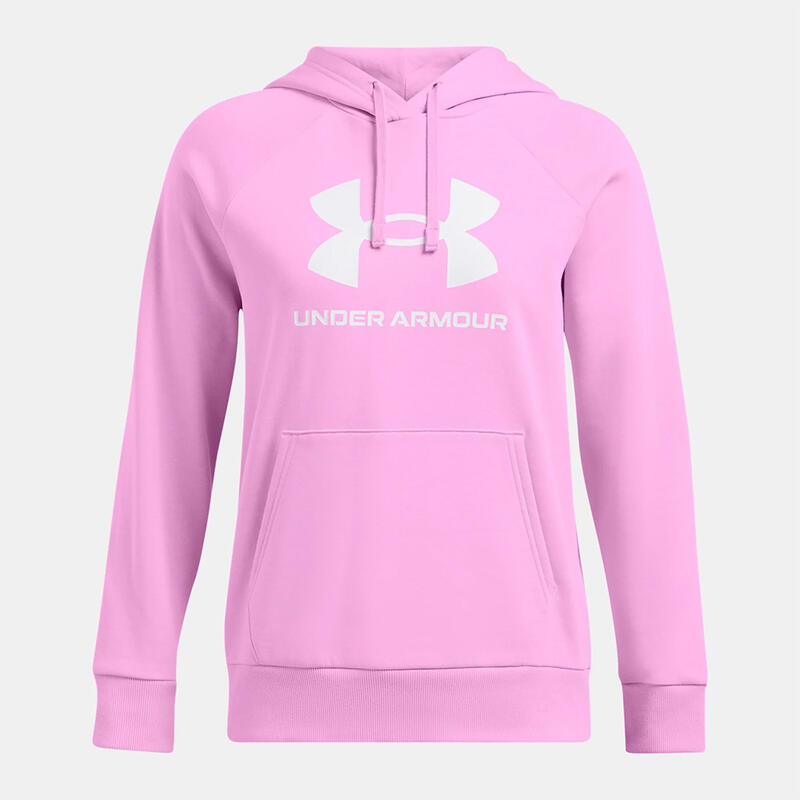 Sudadera Con Capucha Mujer Ua Rival Fleece Rosa Gran Logo Under Armour