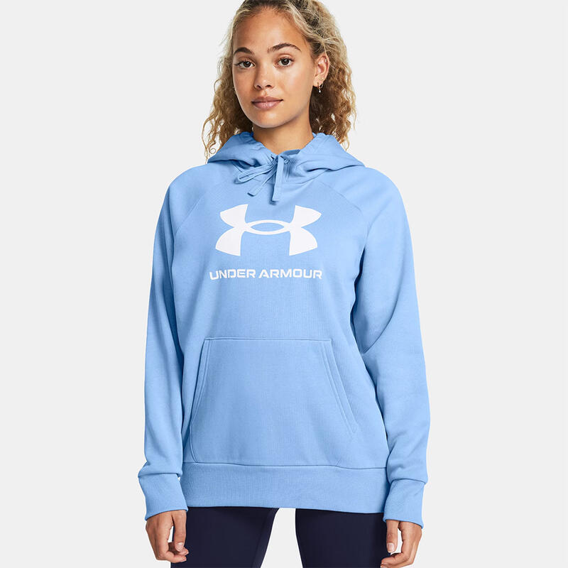 Felpa Con Cappuccio Donna Ua Rival Fleece Azzurro Cielo Grande Logo Under Armour