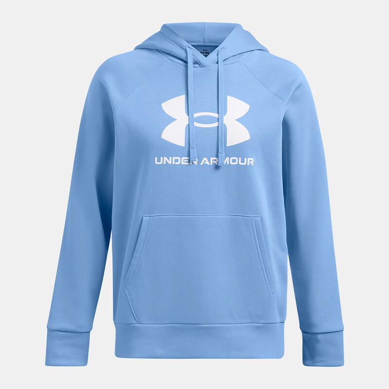 Sweat À Capuche Femme Ua Rival Fleece Bleu Ciel Gros Logo Under Armour