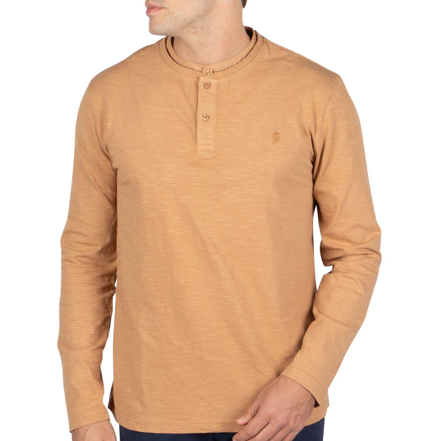 Shilton - T-shirt Basic Double Col Mao Homme - T-shirt Manches Longues - Marron - 56 3xl - Decathlon