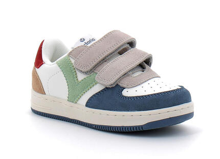 Basket à scratch pour enfant TIEMPO SCRATCH CUIR FENDU MULTICOLORE