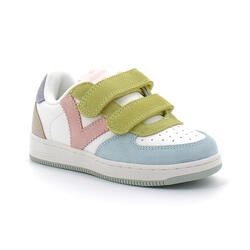 Basket à scratch pour enfant TIEMPO SCRATCH CUIR FENDU MULTICOLORE