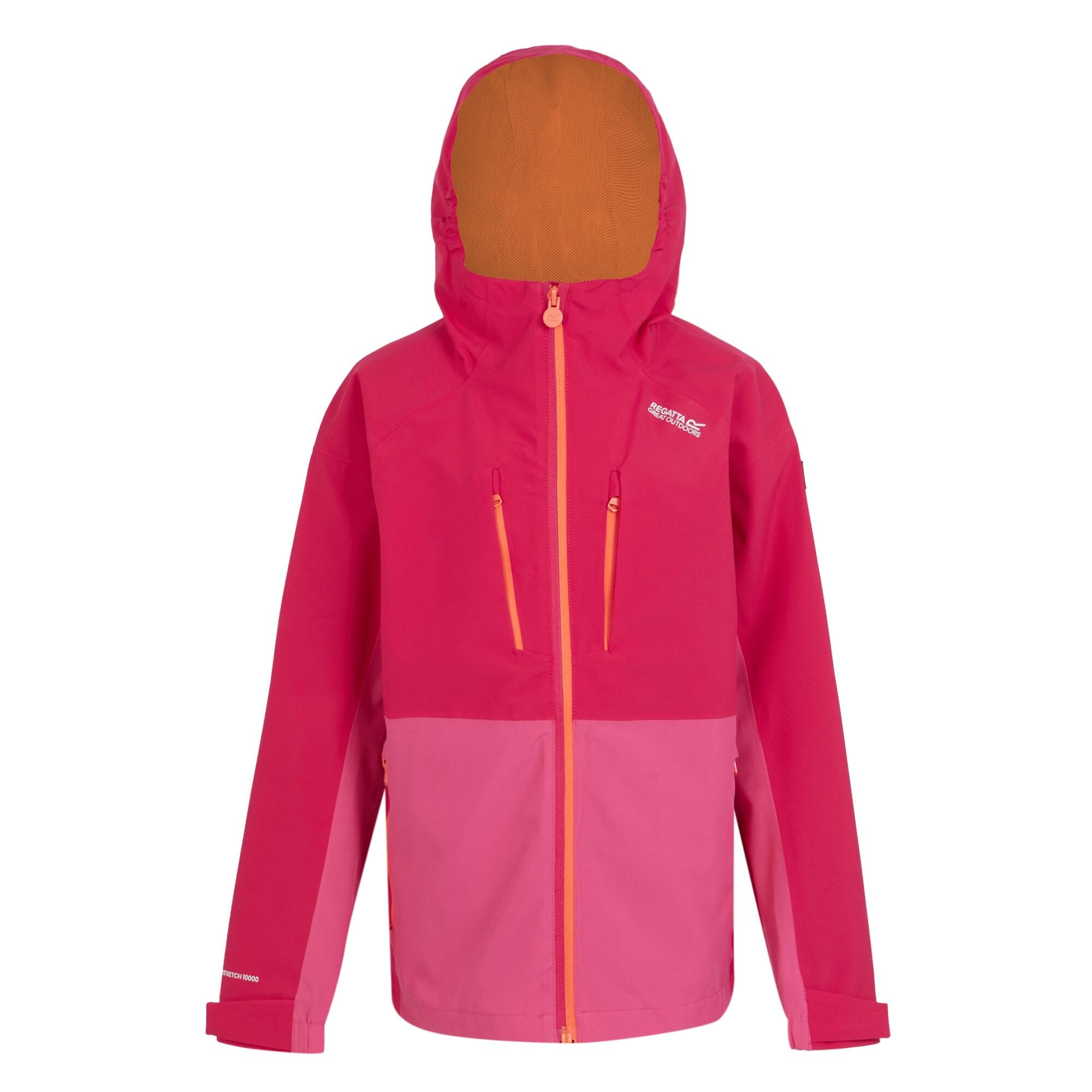 Children's HIGHTON hooded jacket (Fluorescent pink / Pink flamingo)