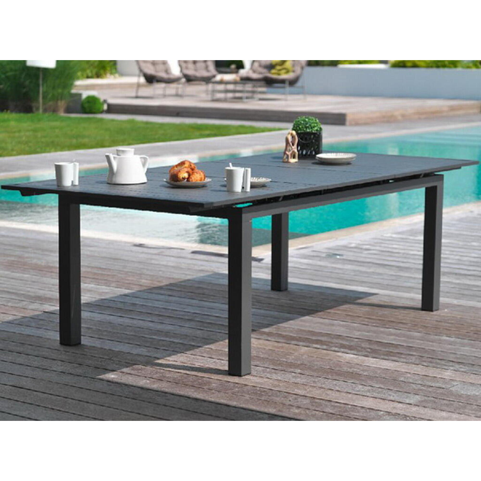 Marchedelapiscine - Table Jardin Miami Aluminium 240/300x100x77cm Gris - Table De Camping - Bleu|noir - Taille Unique - Decathlon