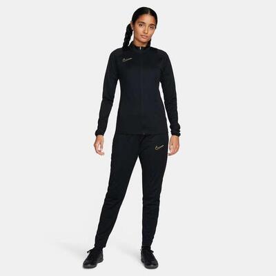 Nike dames trainingspak dri-fit in zwart/metallic goud