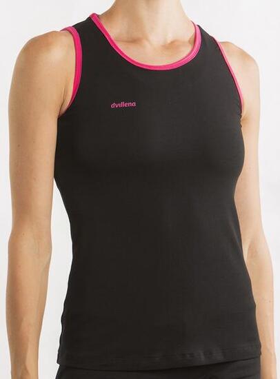 Débardeur de Gymnastique Dvillena Sans Manches Noir/Fuchsia