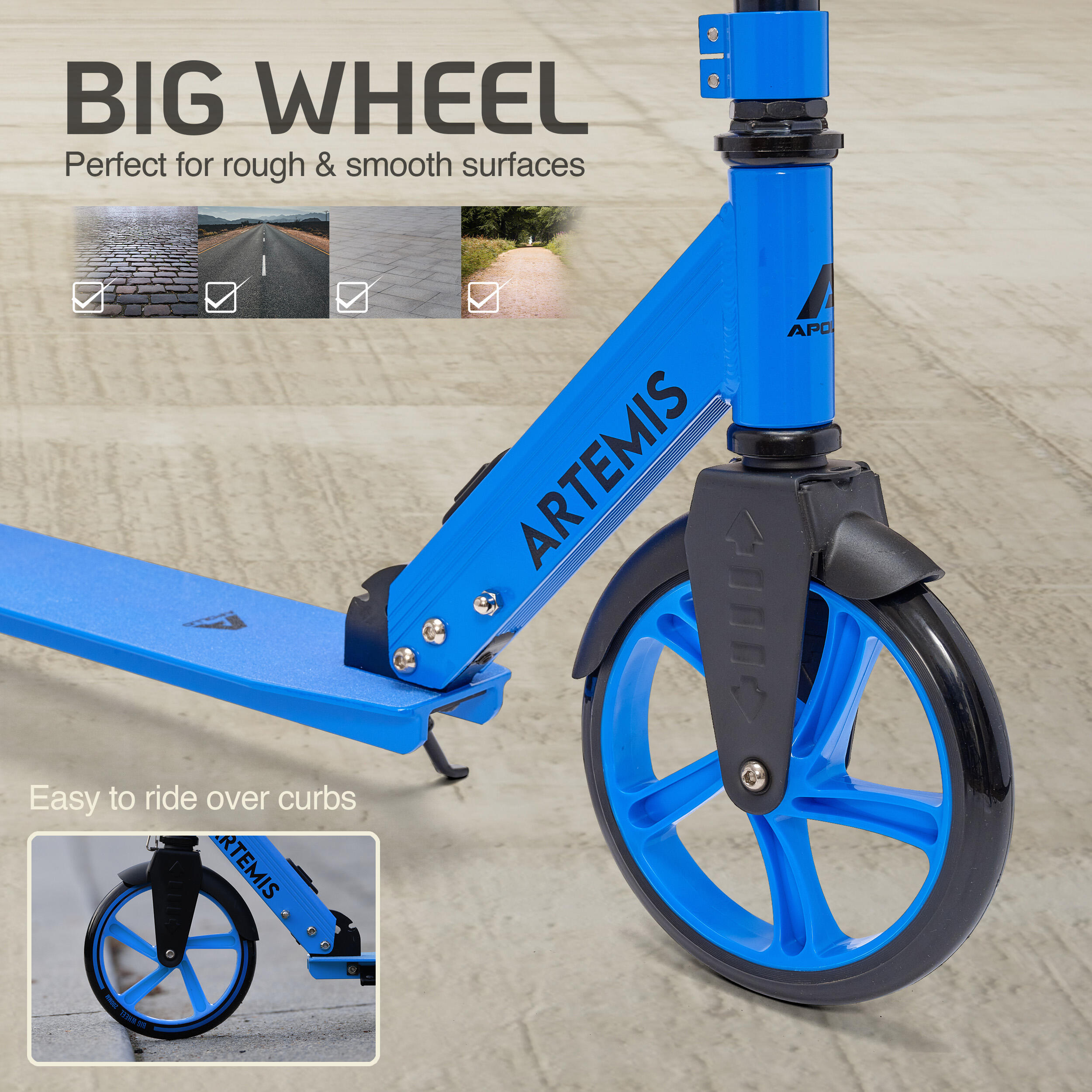 Artemis City Scooter patinete ajustable, plegable, ruedas grandes, para niños 6+ 6/7