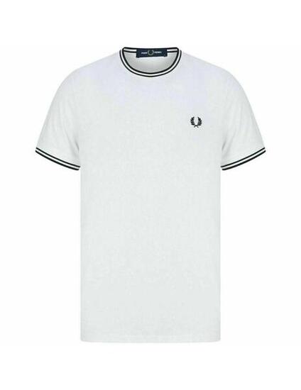 Maglietta da uomo Fred Perry Twin Bianca