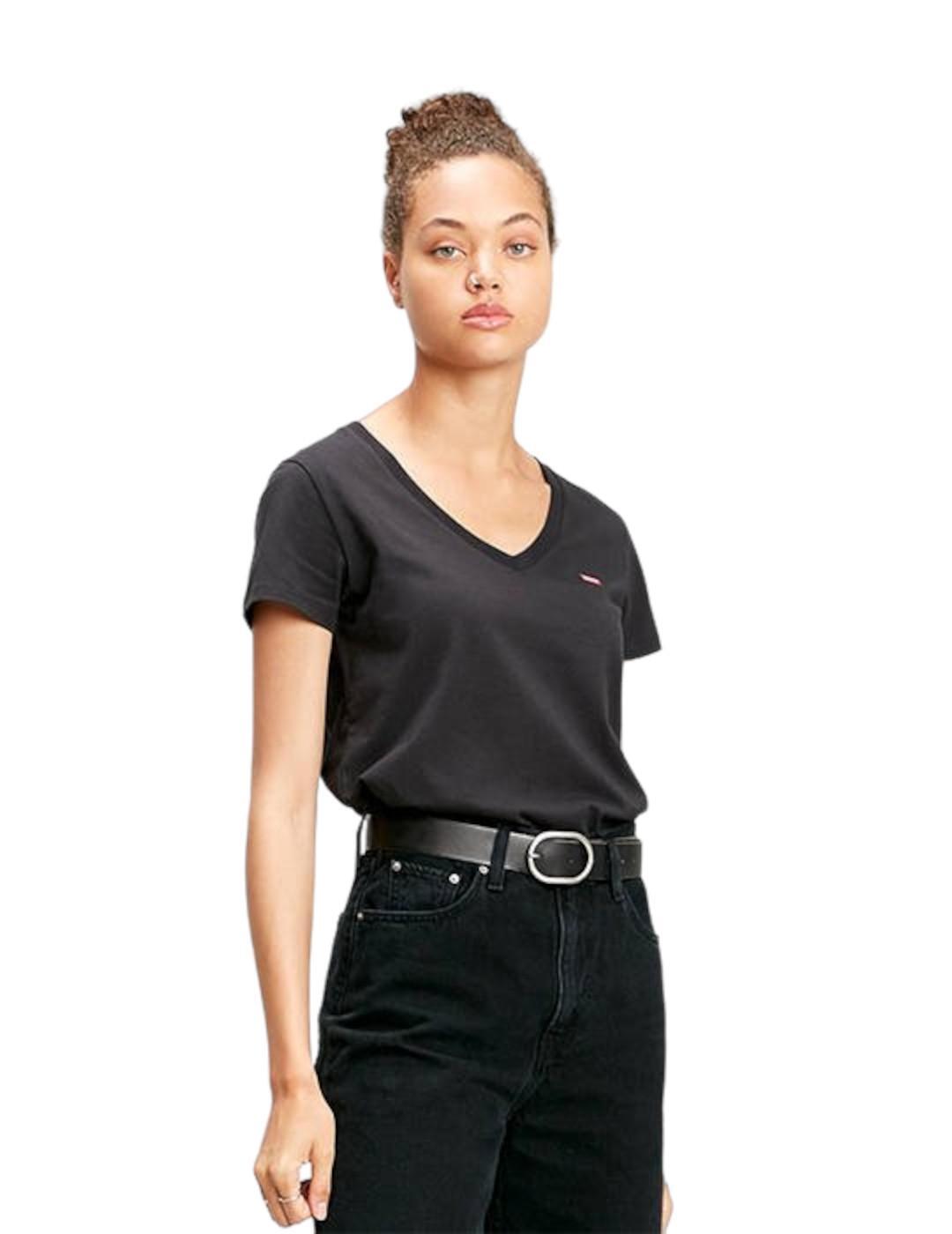 T-shirt femme Levis Perfect vneck Noir. 1/5