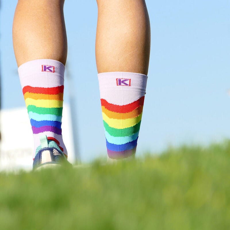 CHAUSSETTES RUNNING #RAINBOW mixte - KAMUABU coloris MAUVE 23cm 1 fil