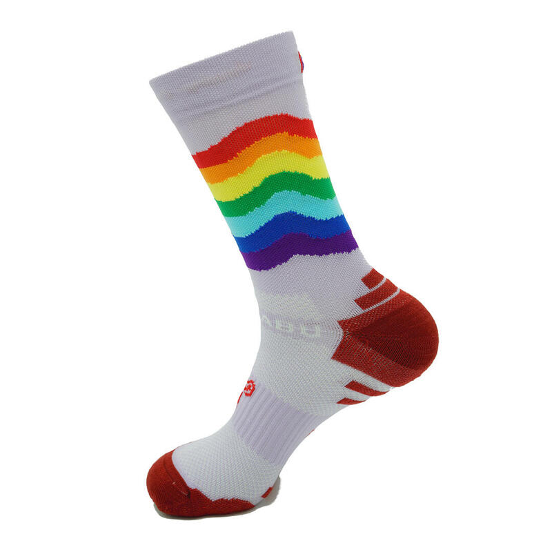 CHAUSSETTES RUNNING #RAINBOW mixte - KAMUABU coloris MAUVE 23cm 1 fil