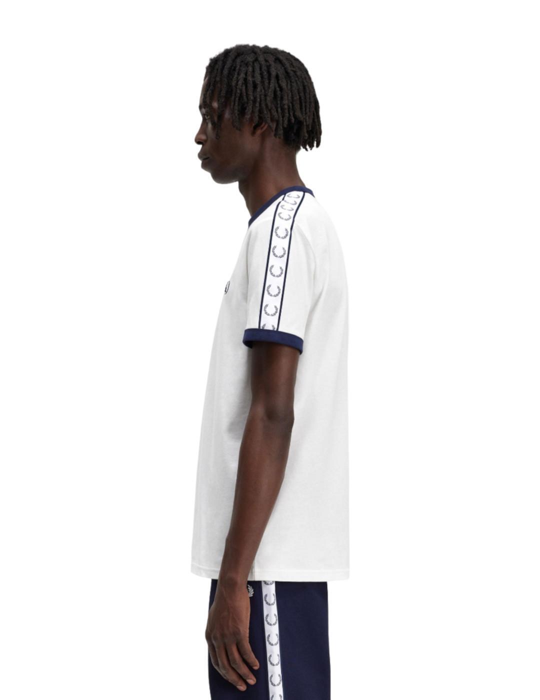 T-shirt pour homme Fred Perry Ringer Blanc 4/5