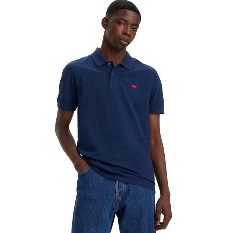 Tricou polo barbati cu logo si croiala Regular fit din bumbac bleumarin