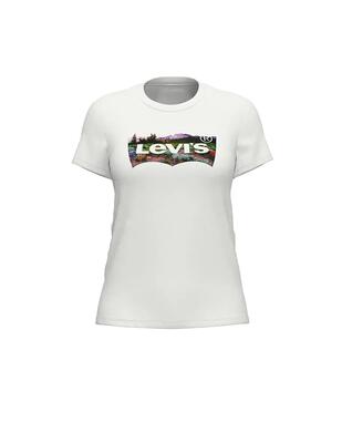 Maglietta da donna Levis Summer mountain Bianca.