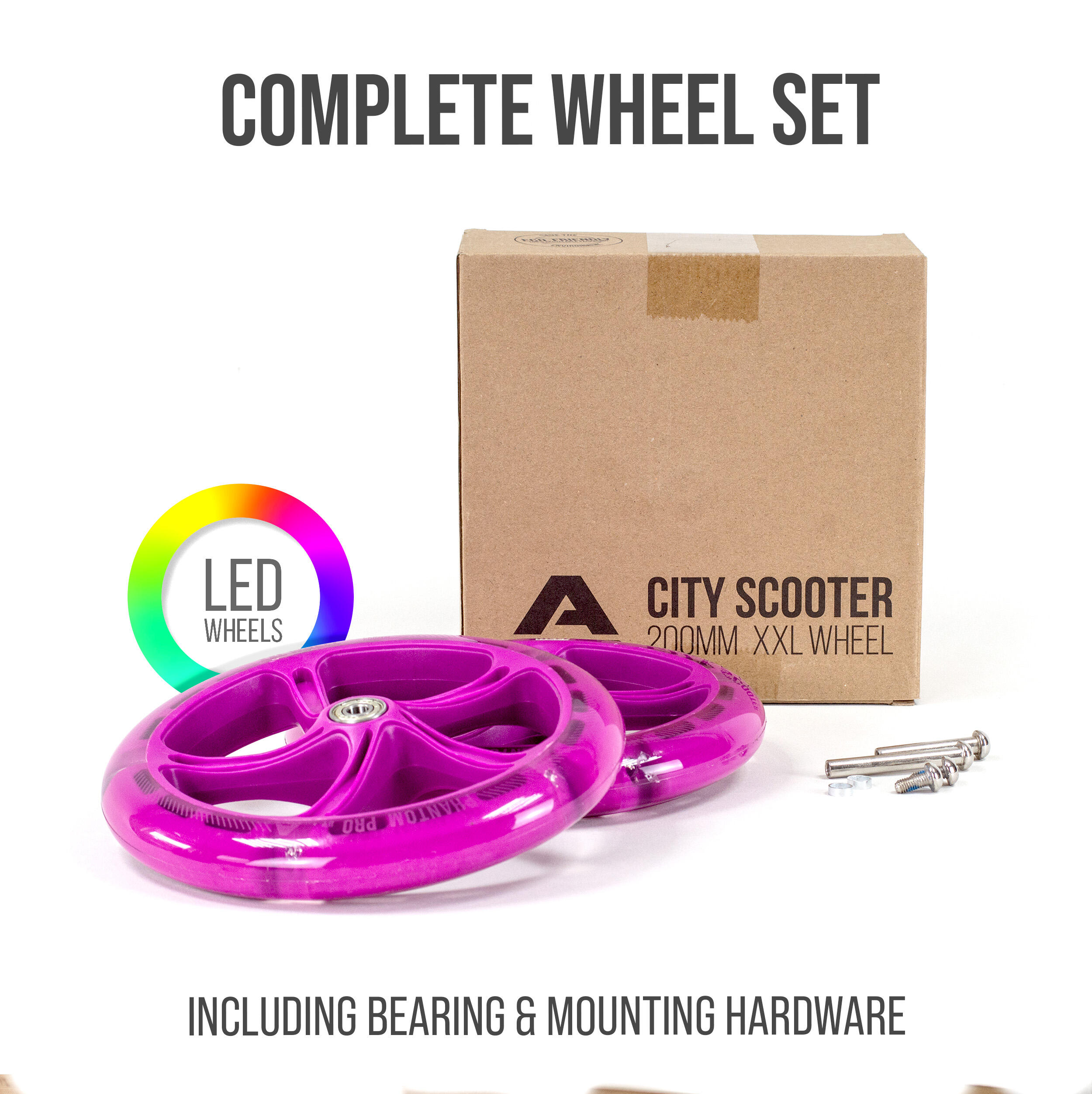 Ruedas patinete adulto city scooter 200mm ABEC 7 con luces LED 5/7