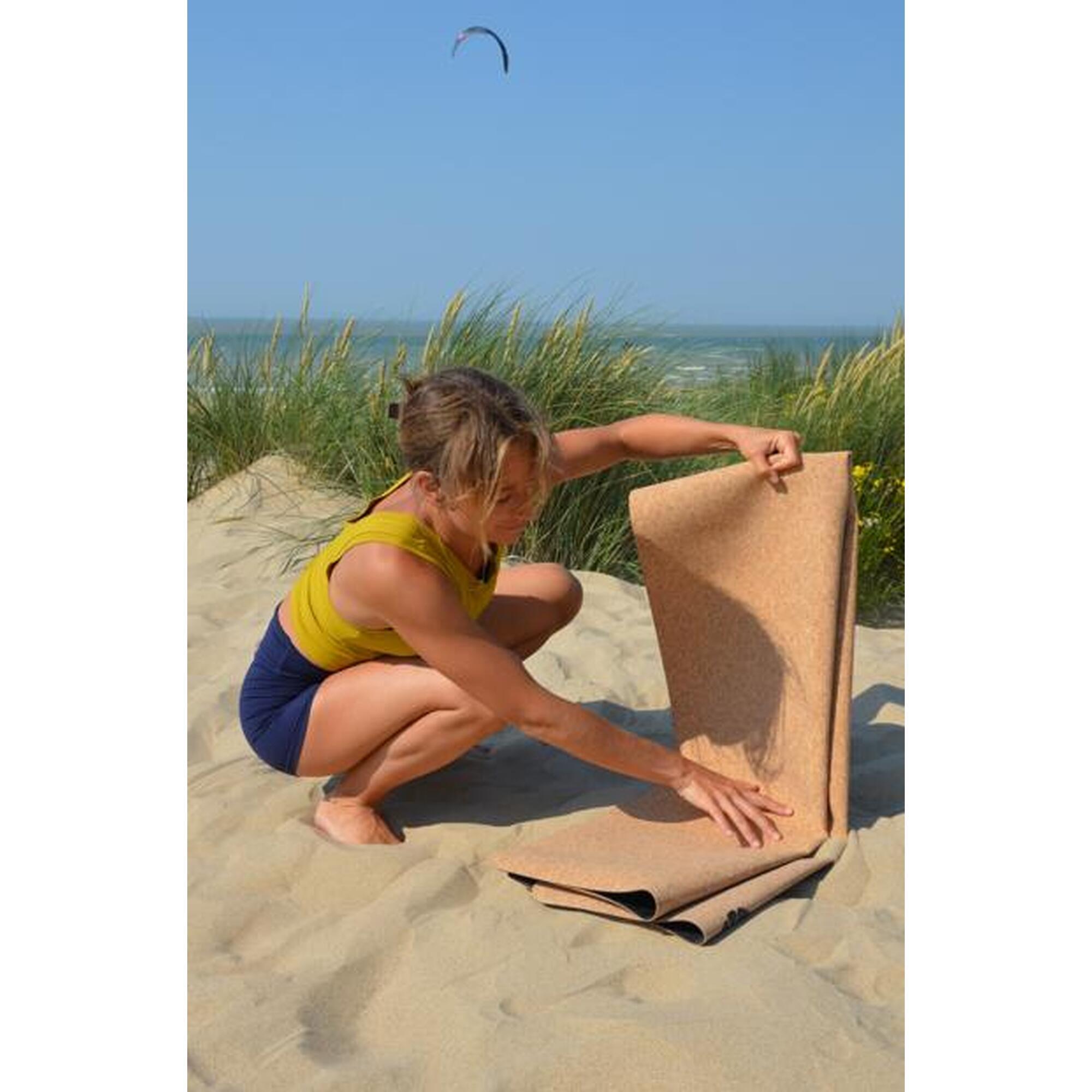 Covoraș de călătorie pentru yoga - Pliabil - Plută naturală - 1.6mm- 183x65cm