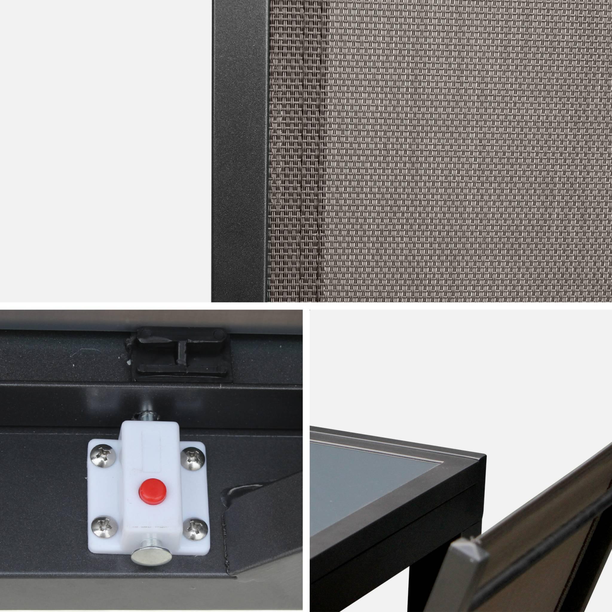 Mesa de jardim extensível em alumínio, 6 cadeiras, Cinza 5/6