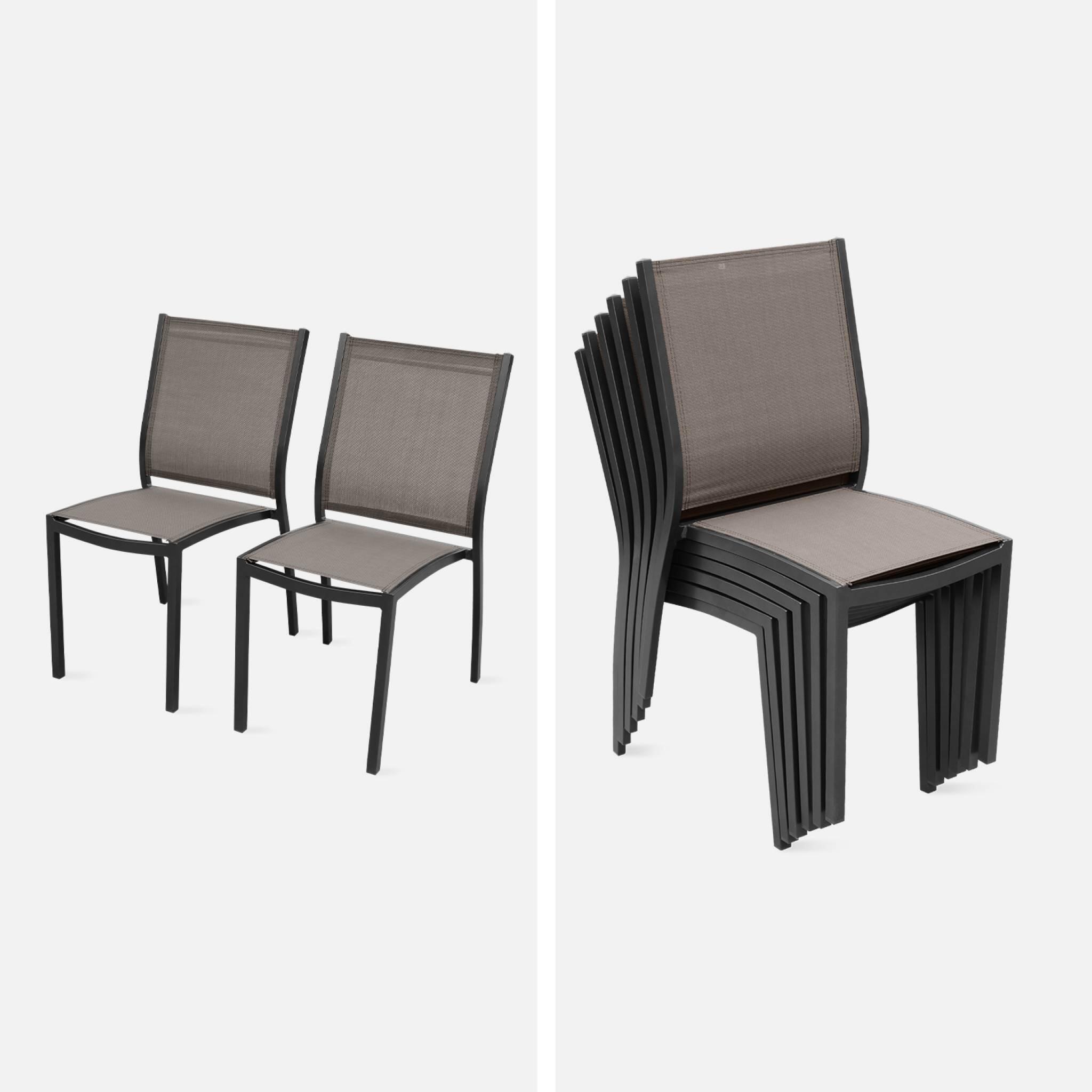 Mesa de jardim extensível em alumínio, 6 cadeiras, Cinza 4/6