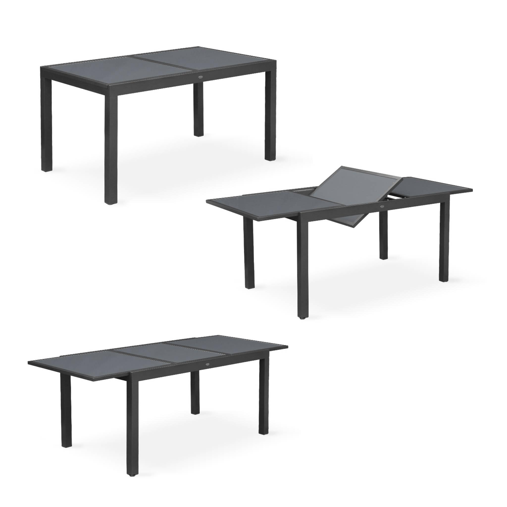 Mesa de jardim extensível em alumínio, 6 cadeiras, Cinza 3/6