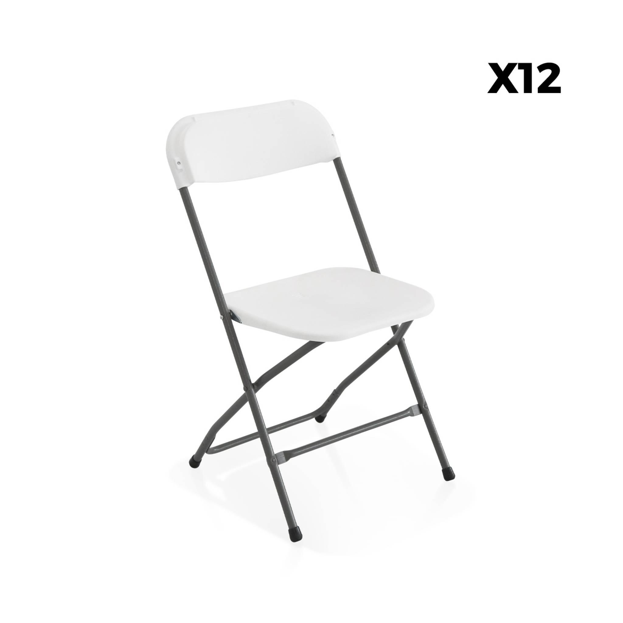 2 tables de réception pliables blanc + 12 chaises I sweeek 6/6
