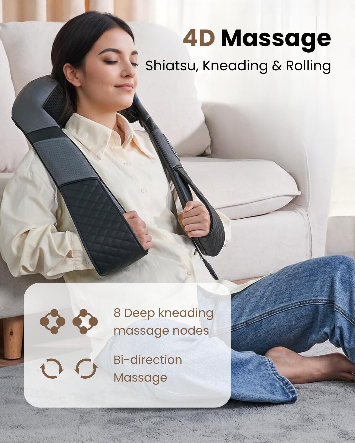 U Neck 2 肩頸按摩器加熱指壓- 黑色