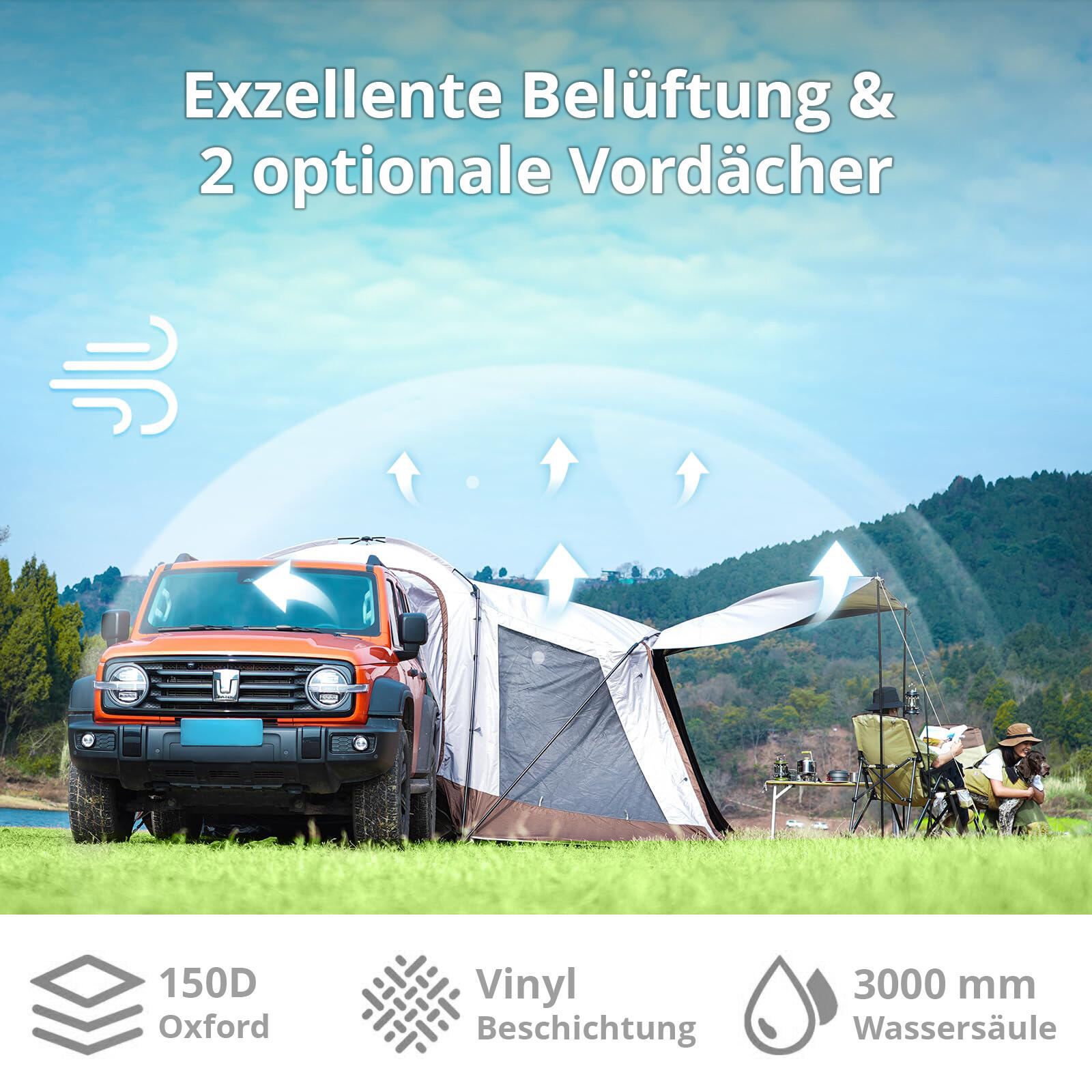 Tenda posteriore per autobus Hawly VW da sole furgone Campeggio familiare 3/6