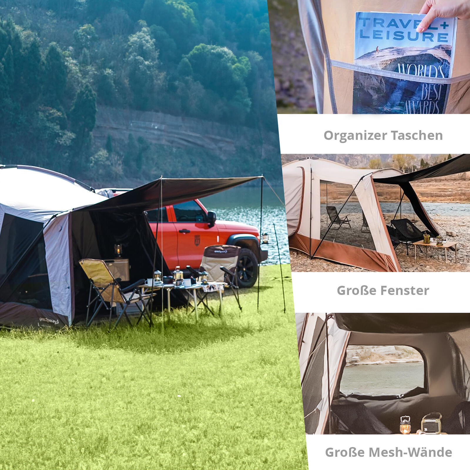 Tenda posteriore per autobus Hawly VW da sole furgone Campeggio familiare 5/6