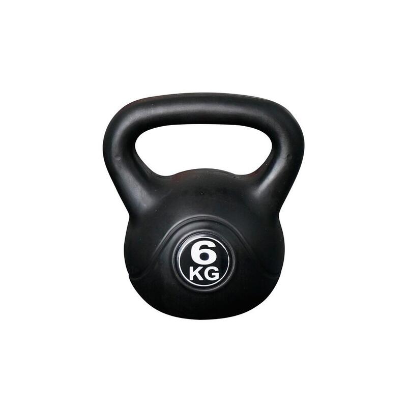 Kettlebell 6 kg - Plastique - pour usage intérieur et extérieur - Noir