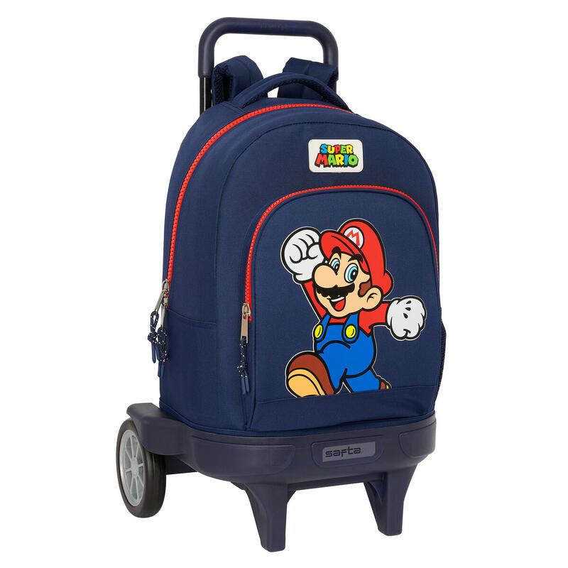 Mochila Escolar con Ruedas Super Mario World Azul marino