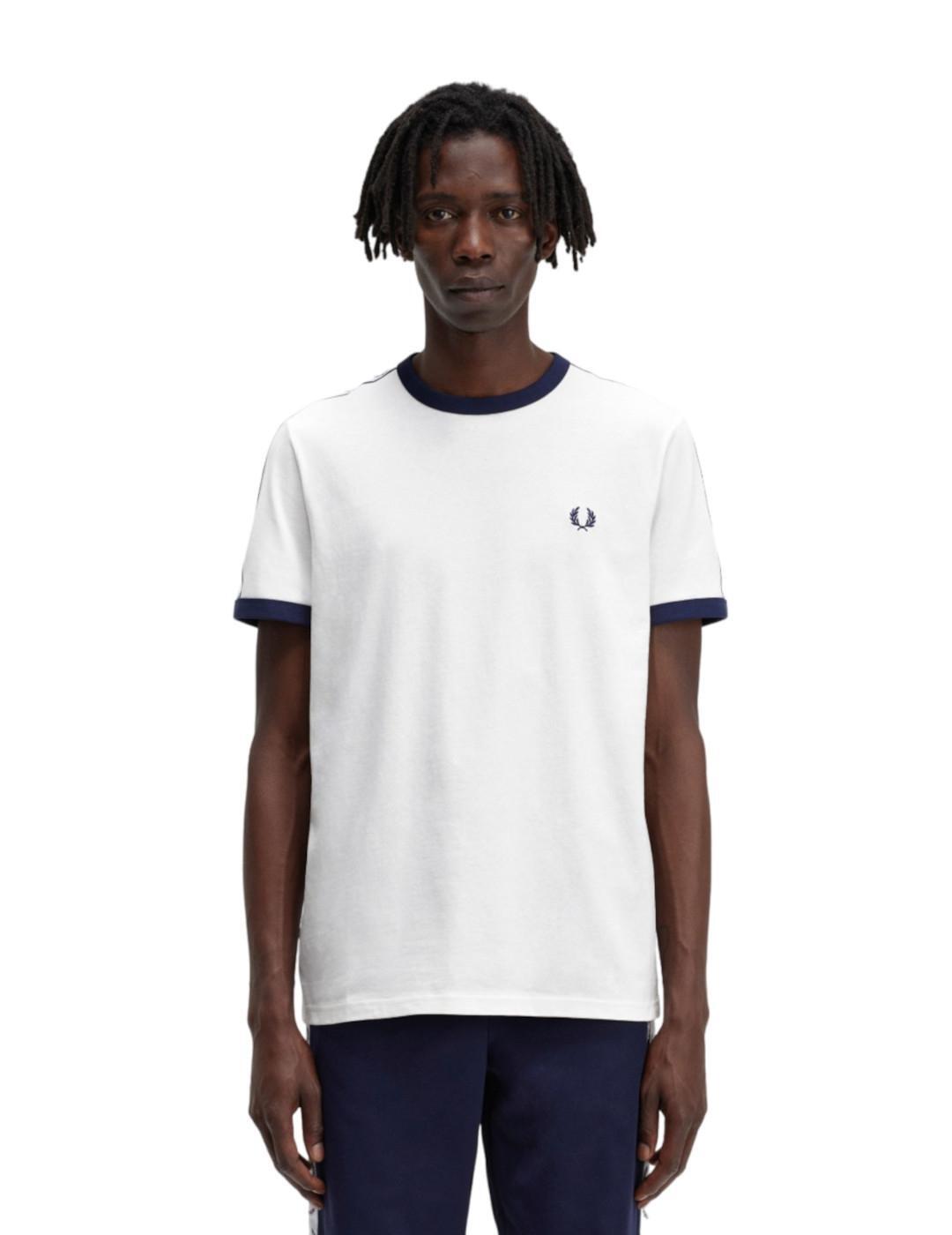 T-shirt pour homme Fred Perry Ringer Blanc 3/5