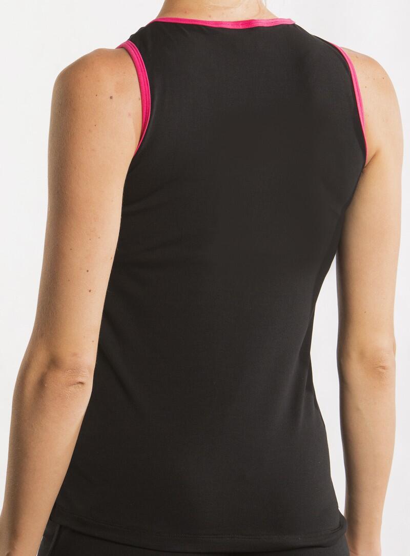 Camiseta Gimnasia Dvillena Tirantes Sin Mangas Negra/Fucsia 2/2