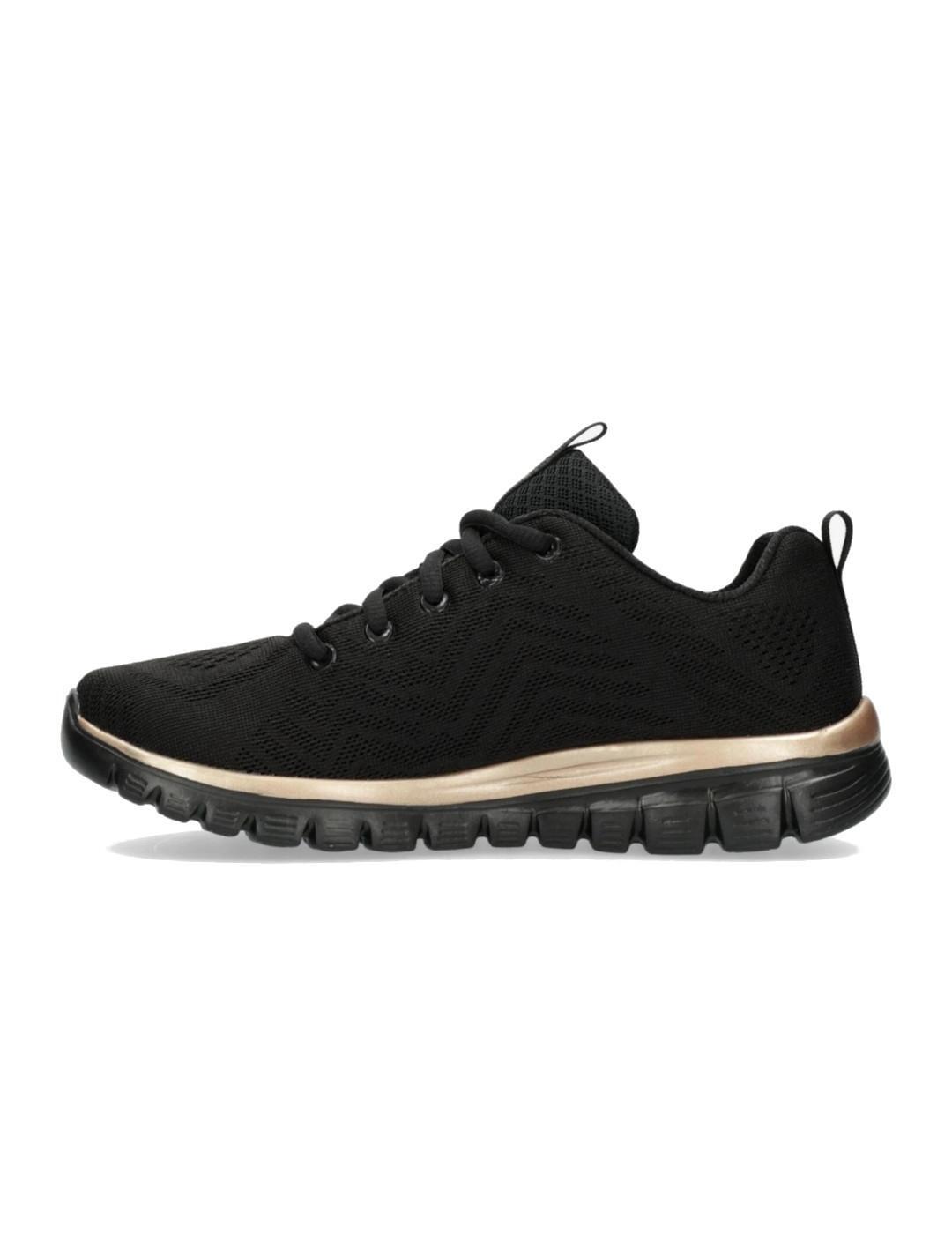 Chaussures Lifestyle Skechers Gracefulget Connected Noir/Rose Gold Femme 2/6