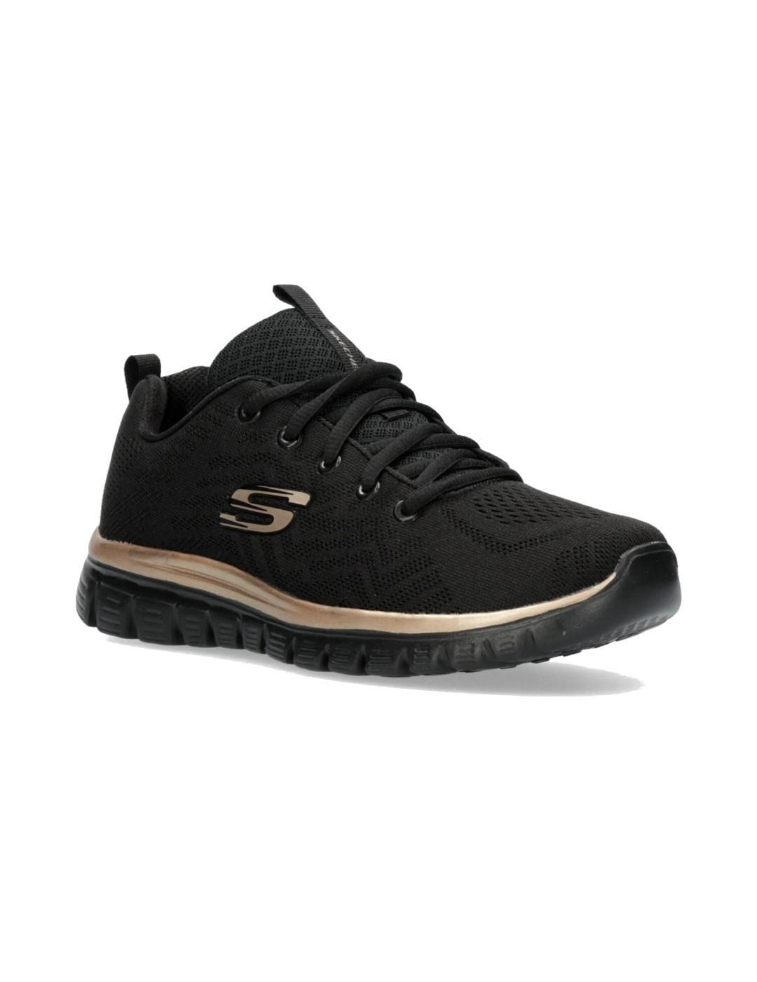 Chaussures Lifestyle Skechers Gracefulget Connected Noir/Rose Gold Femme 3/7