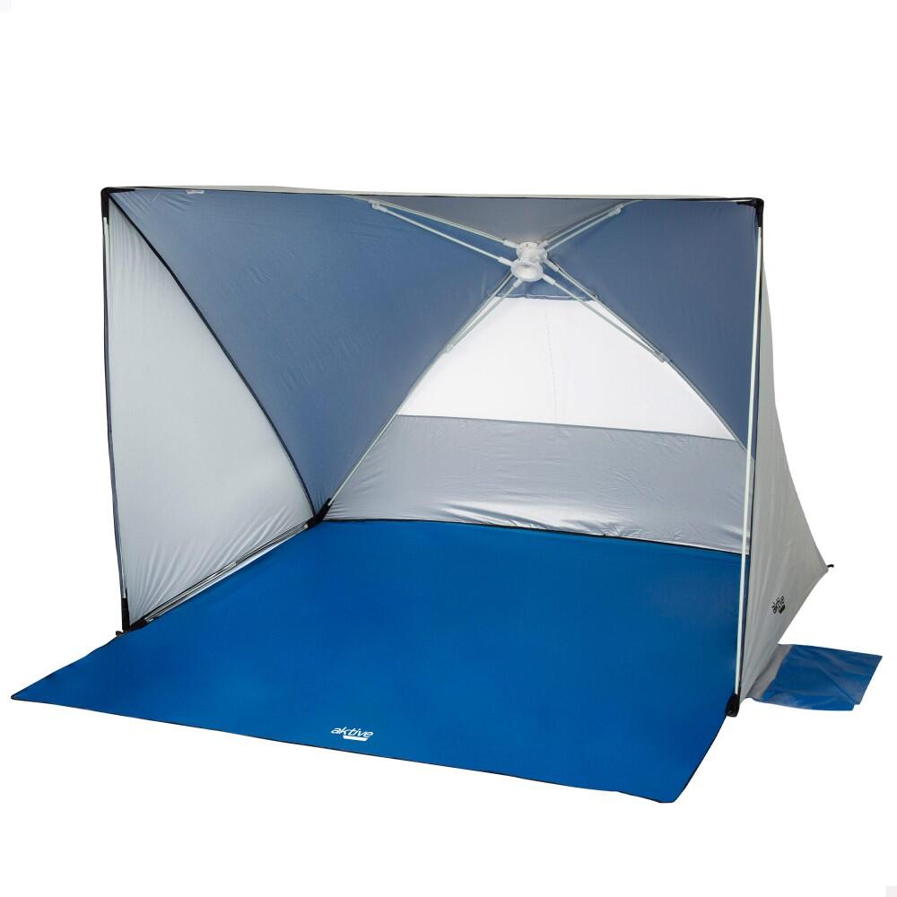 Aktive - Aktive Tente De Plage Coupe-vent Et Pop-up 2 Personnes Uv50 Avec Plancher - Tente - Bleu|gris - 2 Places - Decathlon