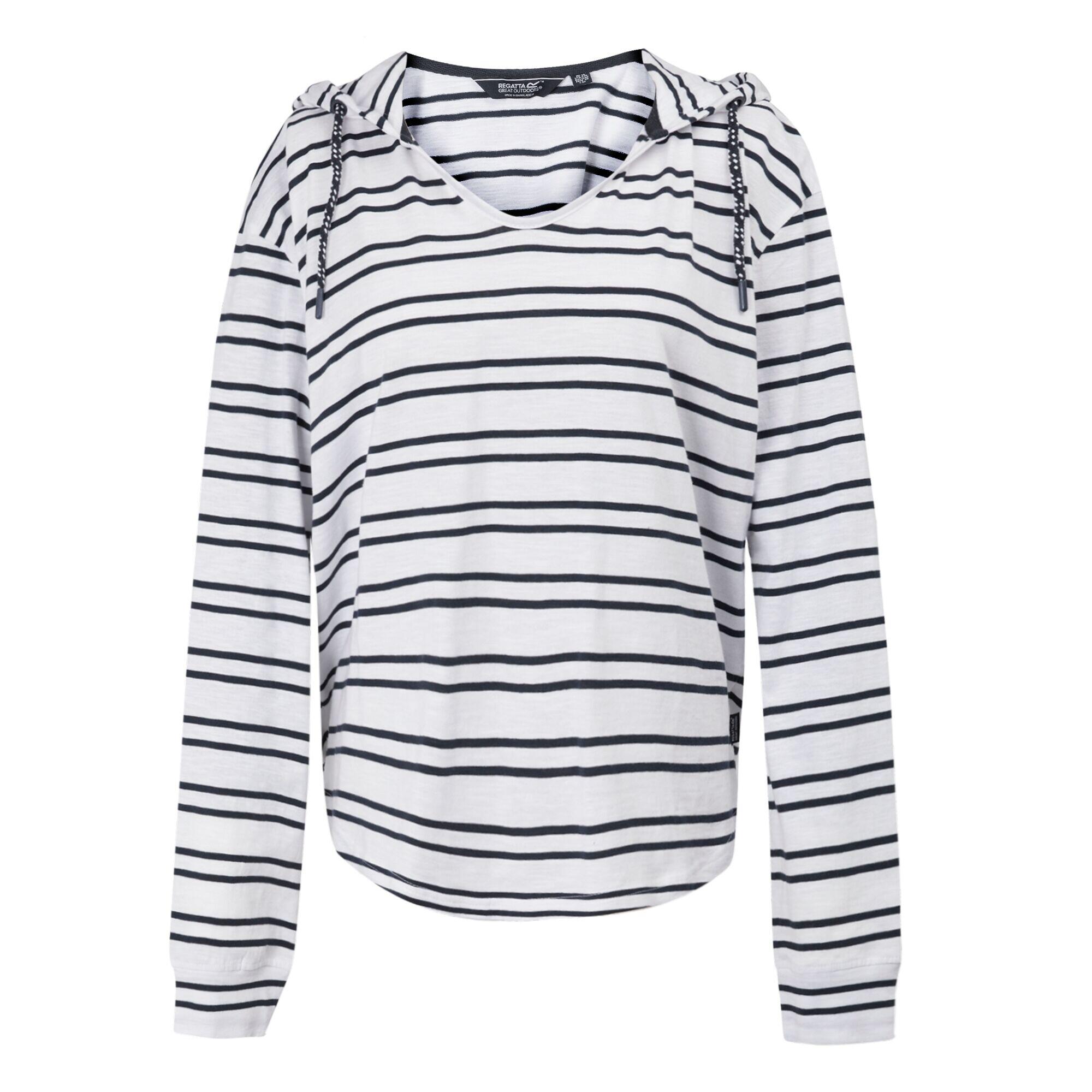 REGATTA Dames Minerve Stripe V Hals Hoodie (Wit/Zwaar)