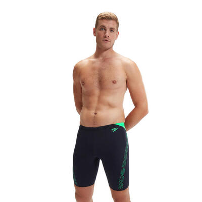 Speedo hyperboom splice jammer - marineblauw / groen - uk maat 40