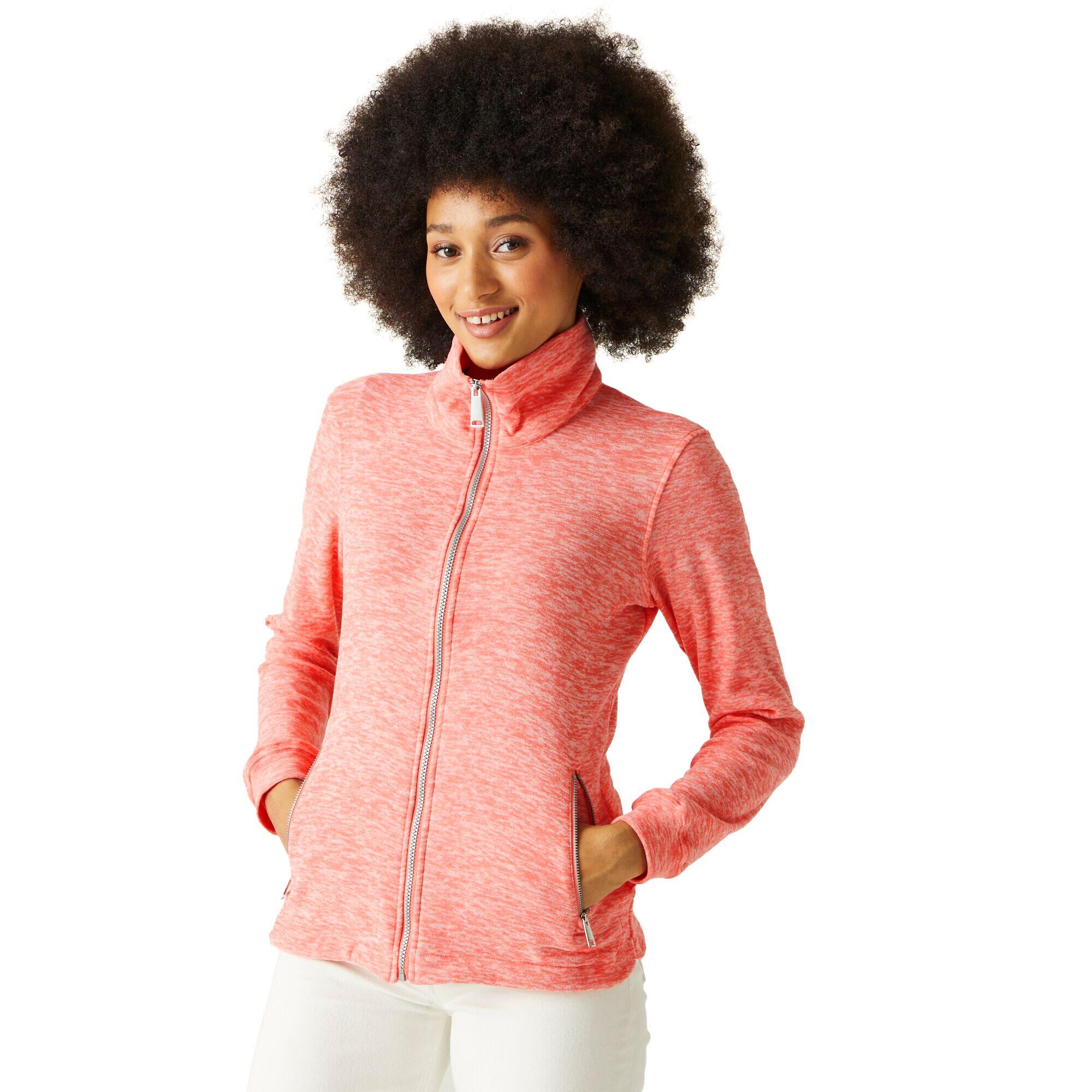 Womens/Ladies Azaelia Marl Full Zip Fleece Jacket (Shell Pink) 4/5