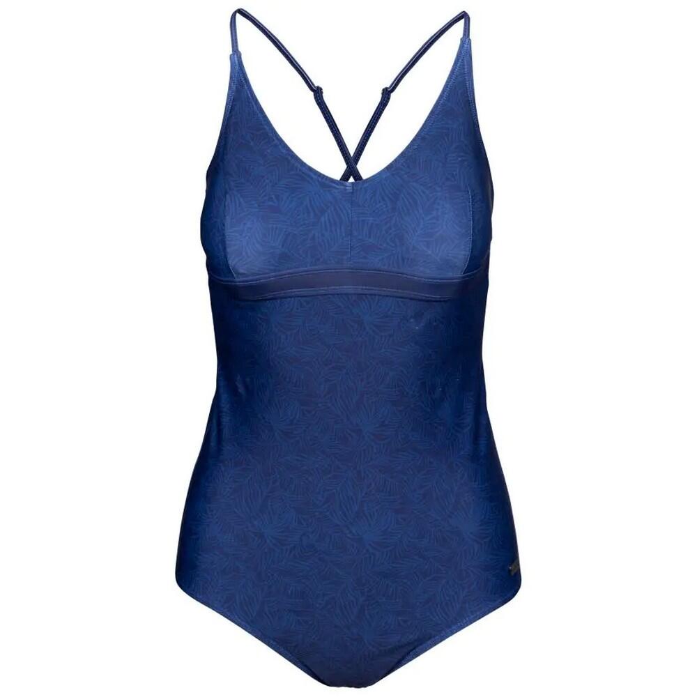 Womens/Ladies Mimi Palm Leaf One Piece Swimsuit (Blue)