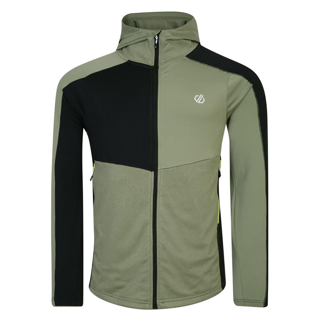 Mens Assimilate Core Stretch Hooded Midlayer (Oil Green/Green Algae/Black)