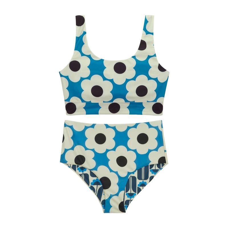 Dames Orla Kiely Daisy & Bloemen Omkeerbaar Bikini Set (Blauw/Zwaar)