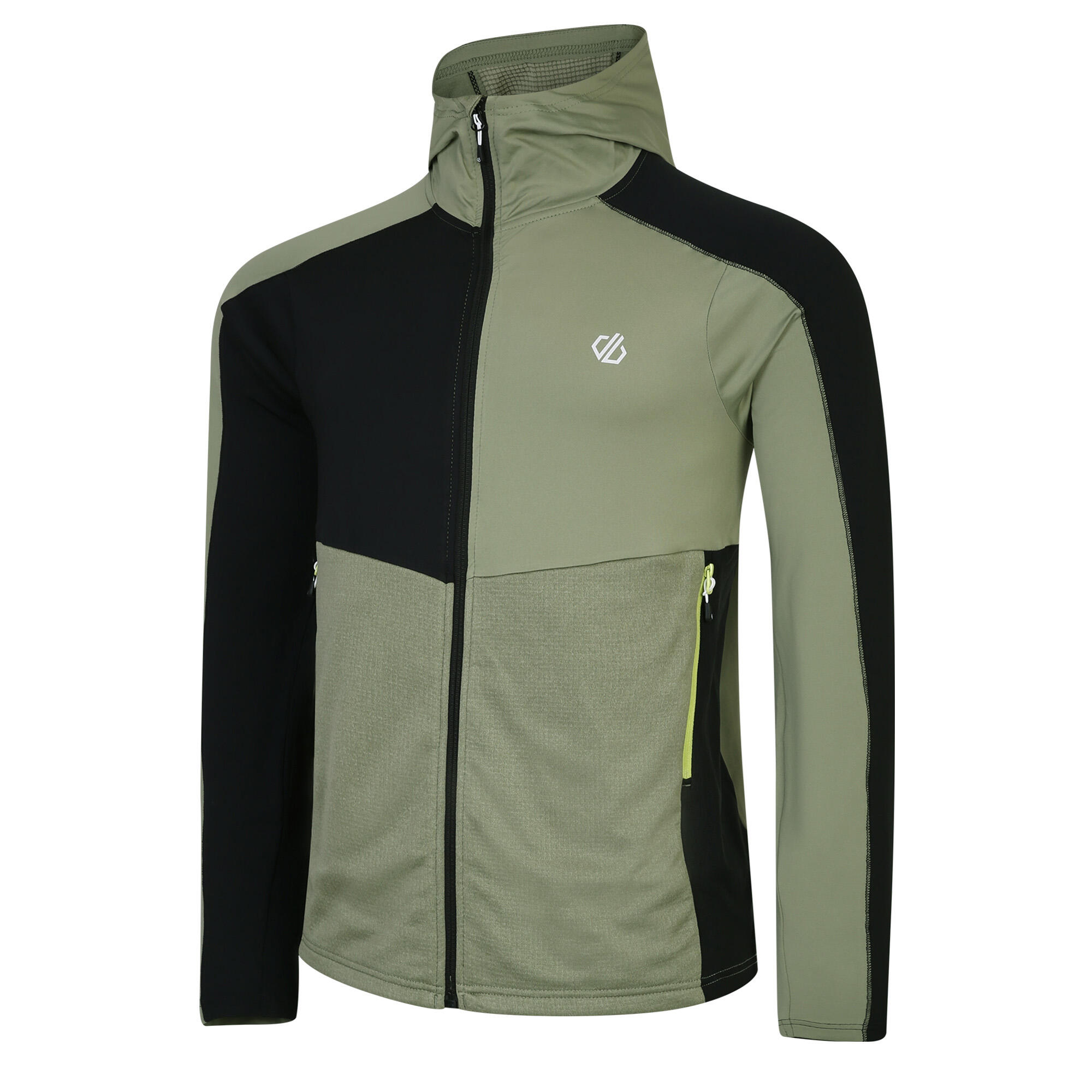 Heren Assimilate Core Stretch Hooded Midlayer (Olie Groen/Groen Algen/Zwart) 3/5