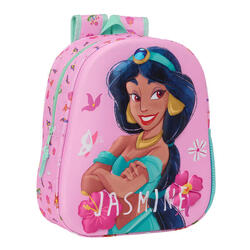 Mochila Infantil 3D Disney Princess Jasmine Rosa