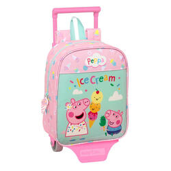 Mochila Escolar con Ruedas Peppa Pig Ice cream Verde