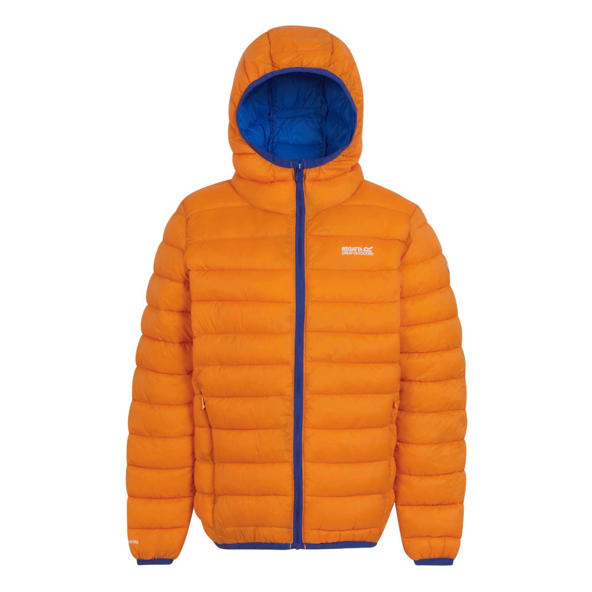 REGATTA Childrens/Kids Marizion Hooded Padded Jacket (Persimmon/Oxford Blue)